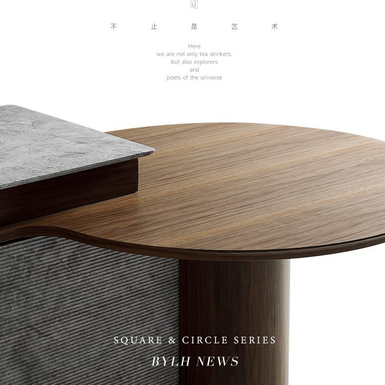 Mesa de comedor de plataforma de isla Mesa de comedor de nogal retráctil para el hogar Mesa redonda de caída Mesa de comedor de alta gama más mesa de guía circular