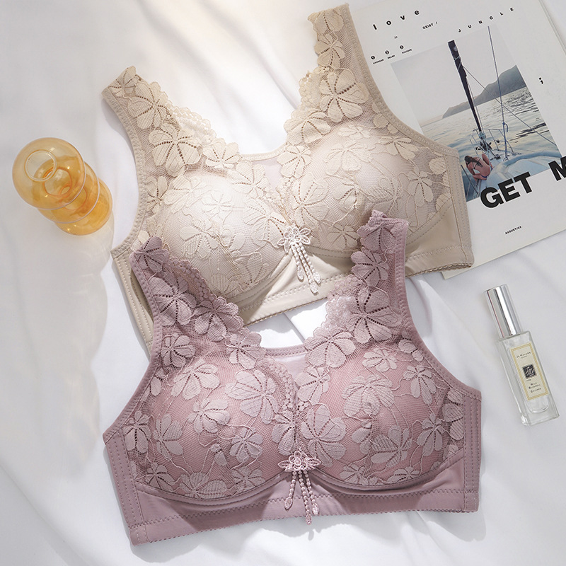 Non-Rings Push-up Adjustable Anti-sagging Vest Skin-friendly Bra Summer Thin Comfortable Lace Underwear for Women