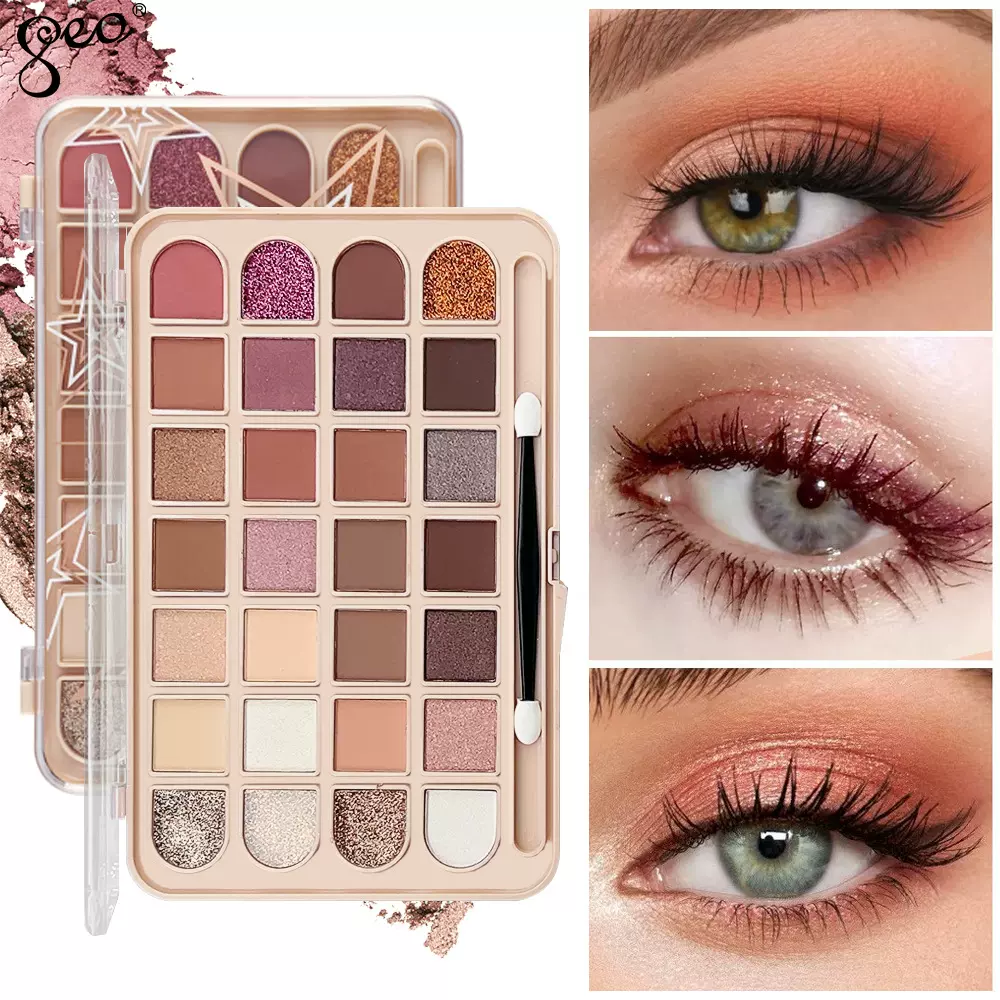 跨境外贸彩妆星闪烁28色眼影盘魅惑双眸哑光珠光亮片爆款眼影批发