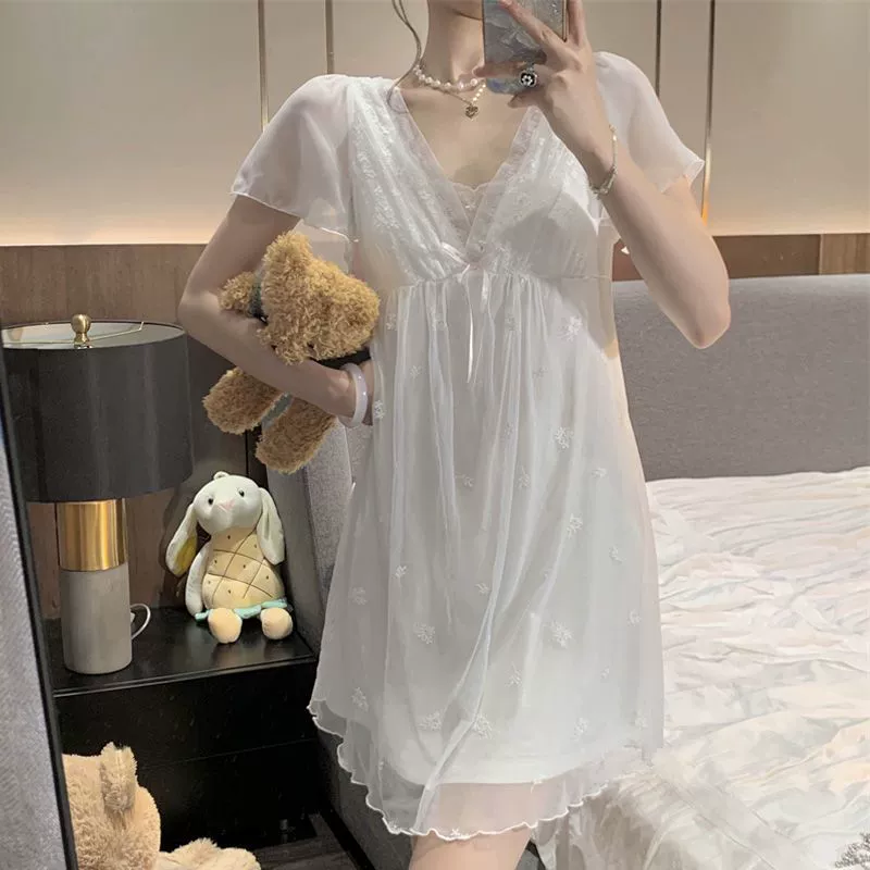 Top with cups, summer pijama, lace cute skirt, with short sleeve, internet celebrity
