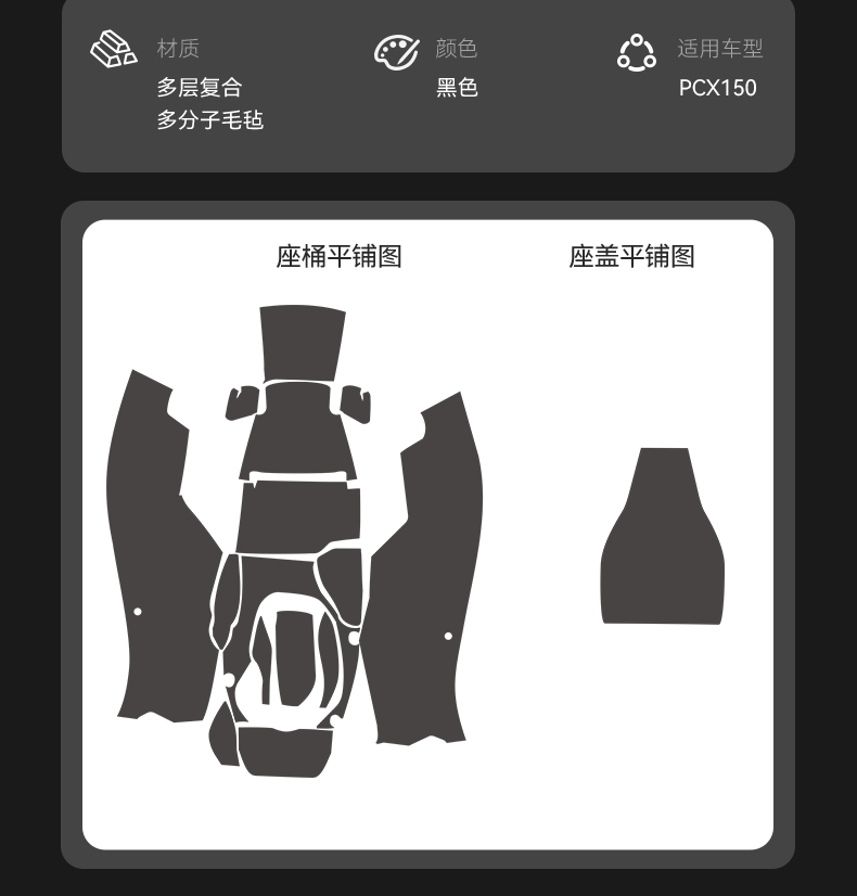 Suitable for Honda PCX150 seat cushion, seat box protective liner, toilet mat, storage box modification accessories