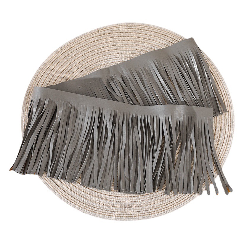 Cuero sintético de PU, cuero con flecos, cuero con borlas para bolsos, cuero sintético de PU de doble cara para ropa, flecos negros y rojos de fábrica