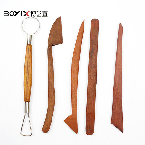 Redwood 5-piece clay tools for pottery beginners, clay sculpting tools, soft clay embossing set, manufacturer direct supply