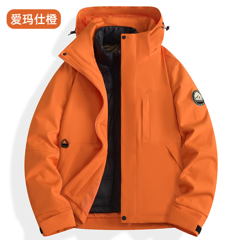 秋冬季冲锋衣防风防水三合一外套可拆卸羽绒内胆登山服定制LOGO字|undefined