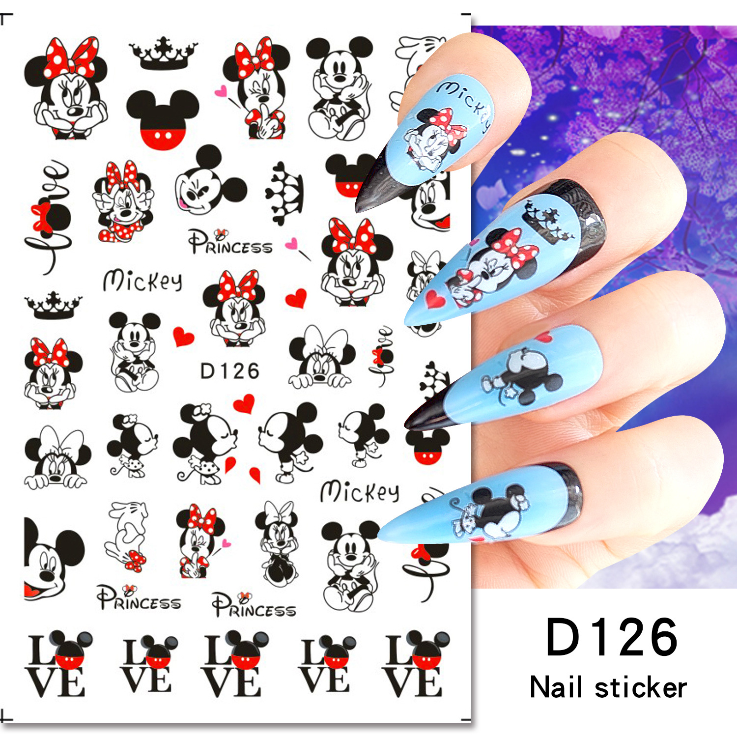 Cartoon Cute Mickey Mouse Nail Art Sticker Waterproof Lasting Children's Bonus Sticker Adhesive Mickey Nail Art Sticker