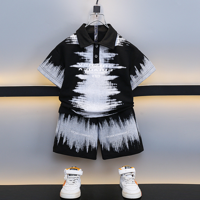 7190 Camisa POLO de verano para niños Traje casual de manga corta para niños 2025 Nuevos pantalones cortos Ropa deportiva Bebé delgado