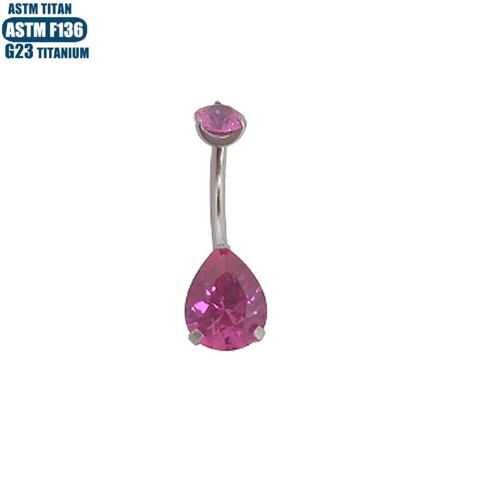 Titanium Alloy Drop Shaped CZ Navel Ring with Inner Threading Belly Button Jewelry DQ037 detail image 9