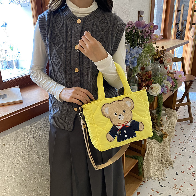 Bolsos para niños otoño e invierno nueva celebridad de Internet oso chaqueta de algodón bolso coreano lindo dibujos animados moda bolso de mensajero niñas