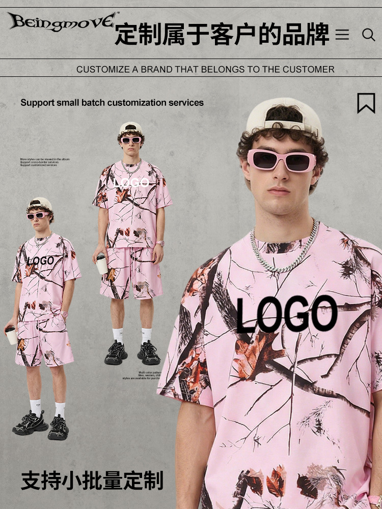 Calle secada| Verano Europa 240G ropa de hombre hoja de transferencia térmica camiseta de manga corta suelta deportiva secado rápido chaqueta para hombre