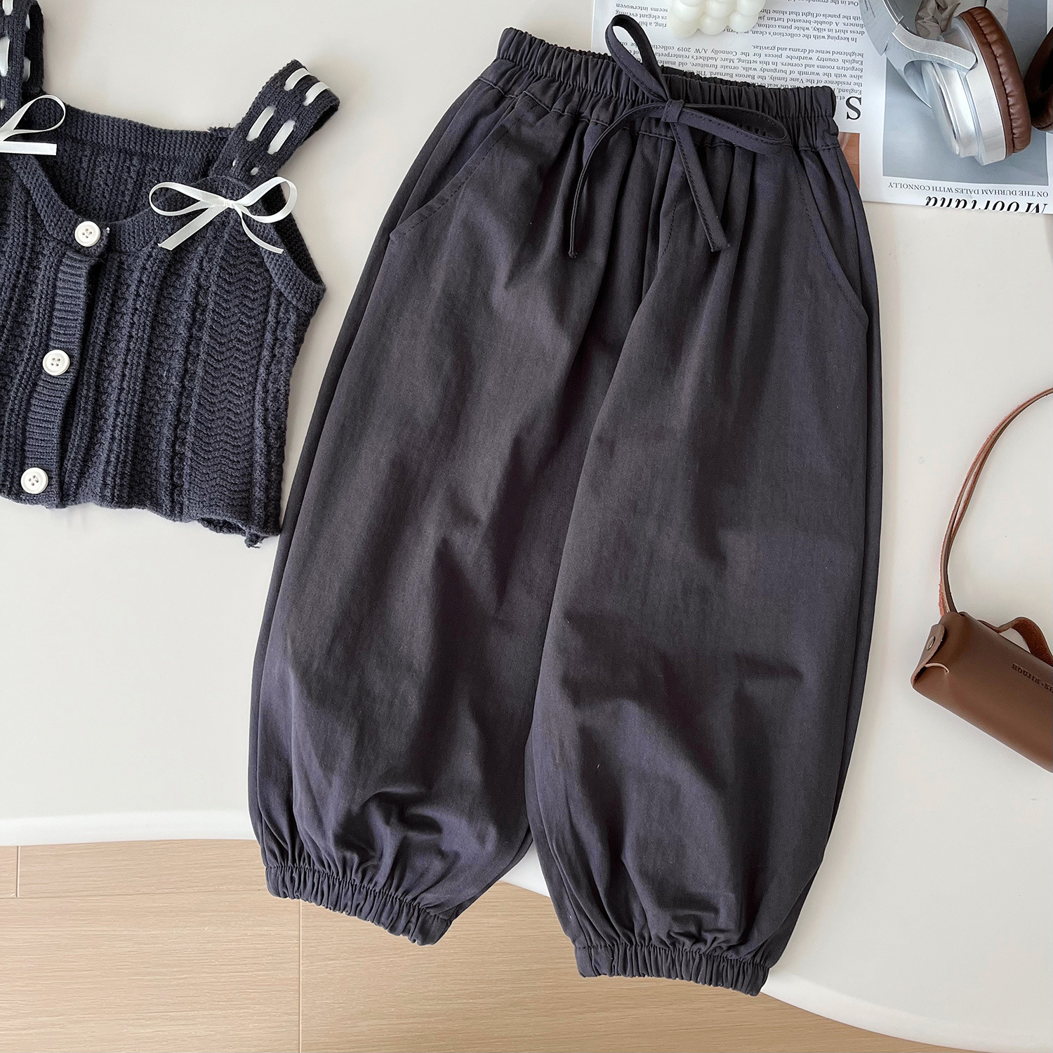 Mädchen Strickweste Mit Puppenkragenhemd Und Hose Set_voghion.com