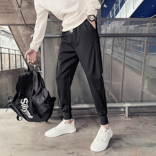 Summer Trendy Brand Cropped Jogger Pants Korean Style Versatile Casual Pants Men's Harem Slim Pants