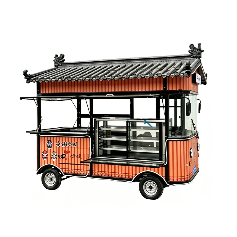 Retro viento en línea popular carro de comedor sin tracción de potencia carro de comedor gourmet bloque comercial punto escénico Fuente de la calle Gufeng