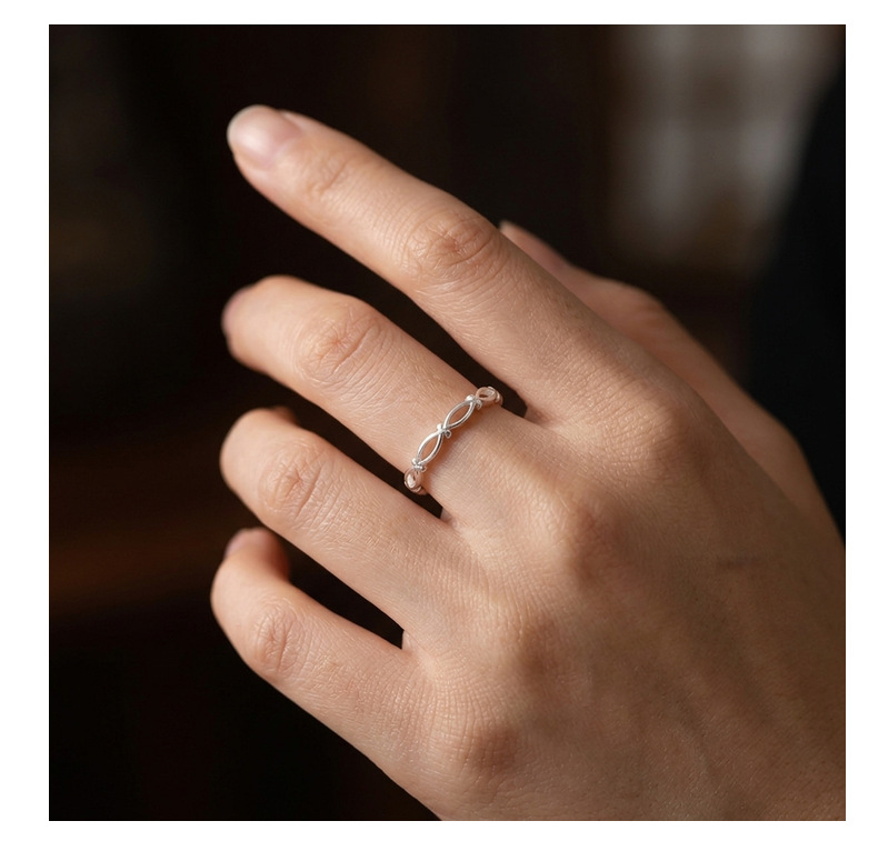 S925 Sterling Silver Hollow Interwoven Ring Women Mini