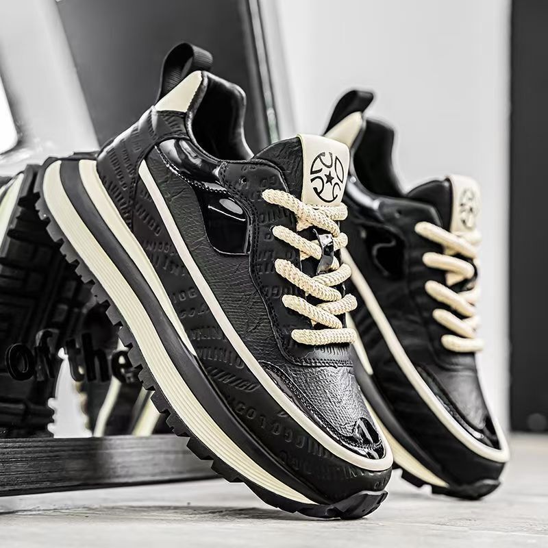 Men's Shoes Spring Casual Running Leather Forrest Gump sneaker Thick-soled Heightened Niche High-end Men's Torre Trendy Shoes