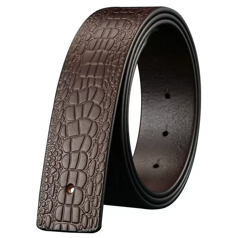 Belt men's leather without taking the lead with a smooth buckle and punching the head, the waist strap, no buckle, the male style cowhide without buckle pants band