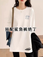 白色中长款长袖t恤2025新款秋冬加绒洋气内搭打底衫女上衣遮屁股