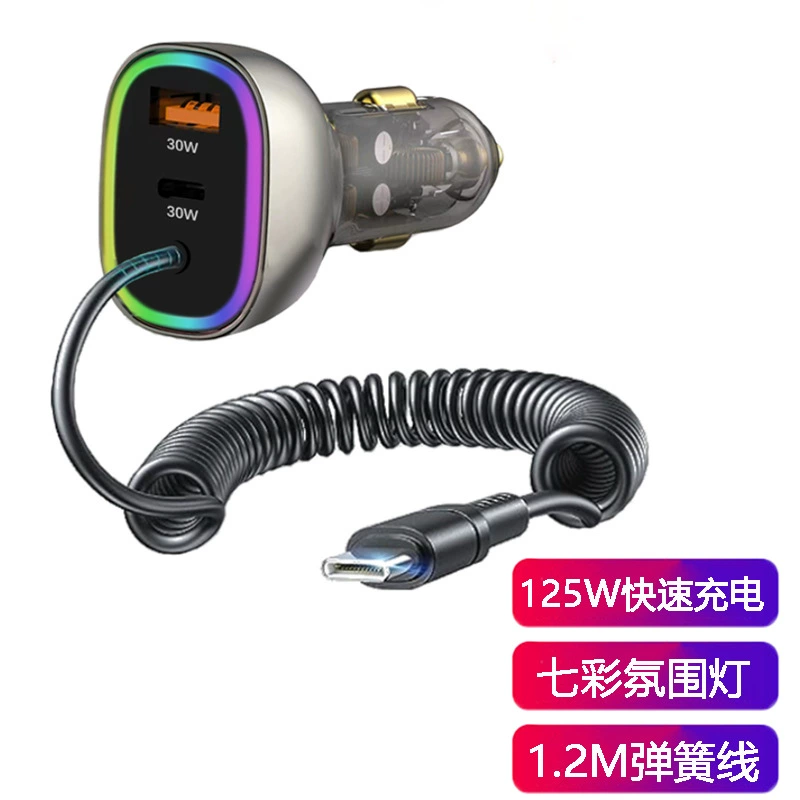 Новое самопроводное автомобильное зарядное устройство PD65W с понижательной быстрой зарядкой 30 Вт Apple Flash Charge прикуриватель зарядка мобильного телефона