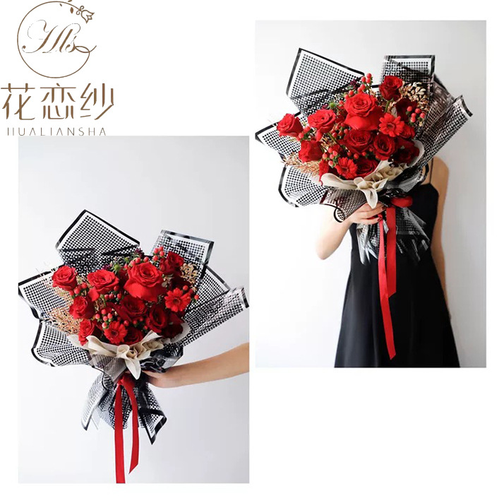 小圆点网红opp玻璃纸波彩点点鲜花包装防水花束包花纸花店资材