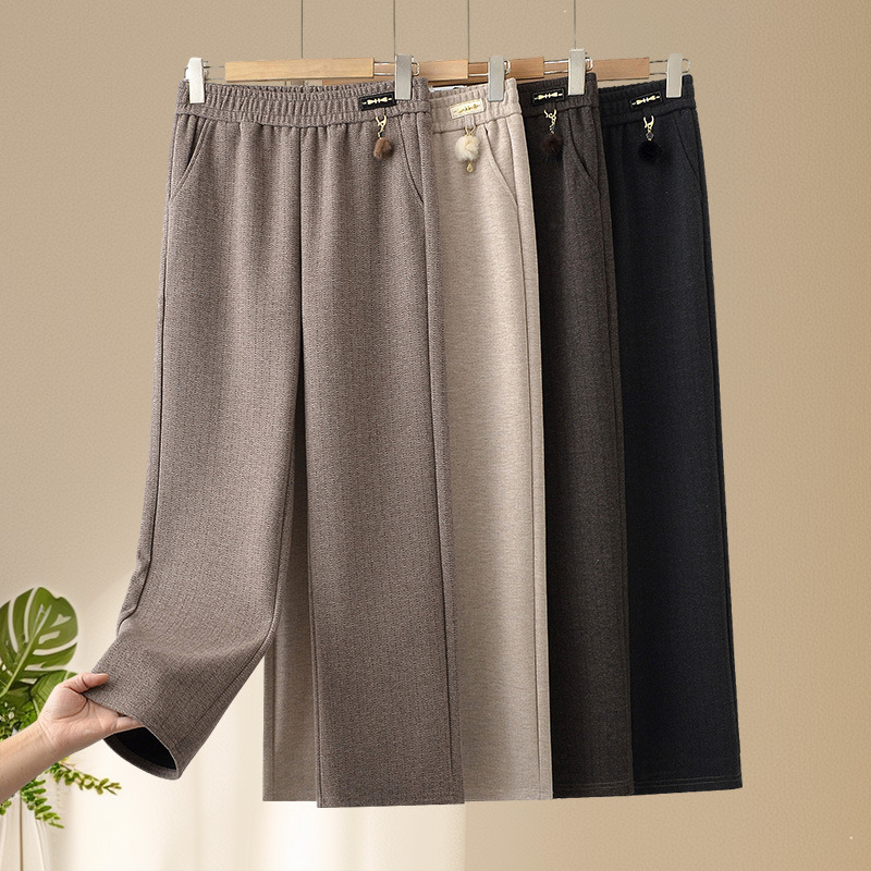 Mom's Pants for Spring, Long Casual Pants for Middle-Aged and Elderly Women, Grandma Pants, Elastic Waist, Loose Straight-Leg Pants Mom's Pants for Spring, Long Casual Pants for Middle-Aged and Elderly Women, Grandma Pants, Elastic Waist, Loose Straight-Leg Pants