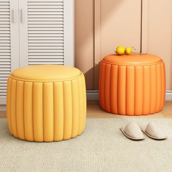 Small Stool Household Low Stool Pumpkin Stool Simple Small Stool Living Room Shoe Changing Stool Pier Sofa Coffee Table Stool Footstool