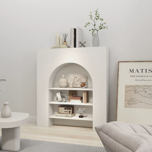 French ins cream style living room decoration cabinet fireplace white display entrance cabinet cave internet celebrity shelf simple