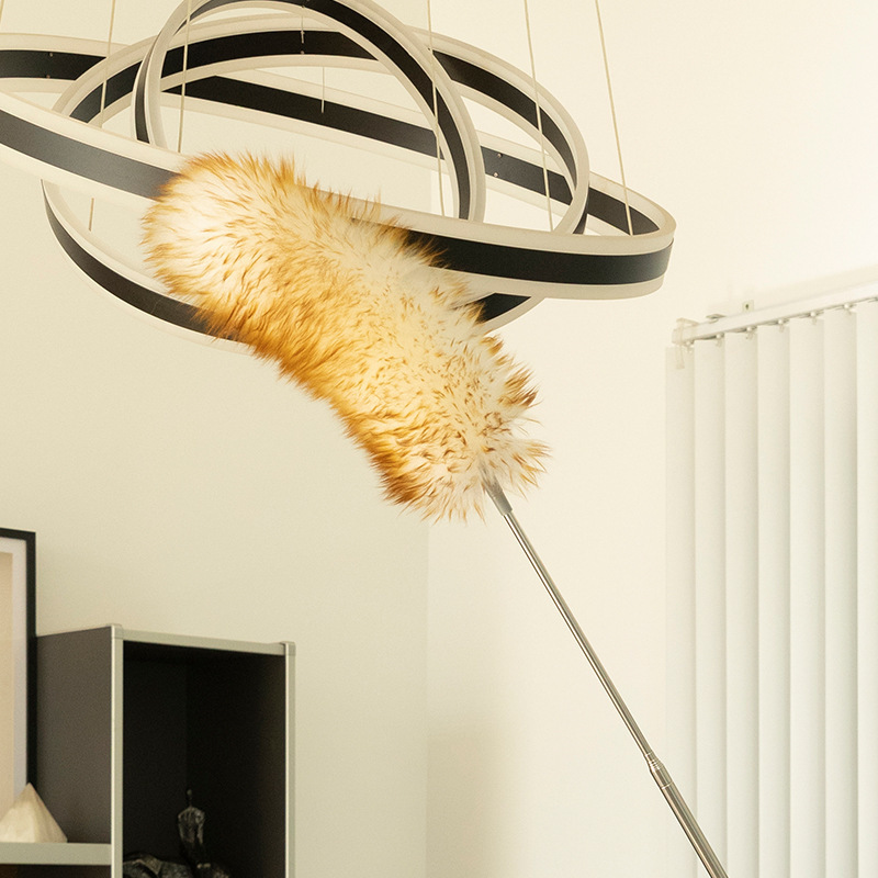 Wool Duster for Home Use, Extendable Dust Remover for Ceiling and Spider Web Cleaning, Feather Duster for Thorough Cleaning