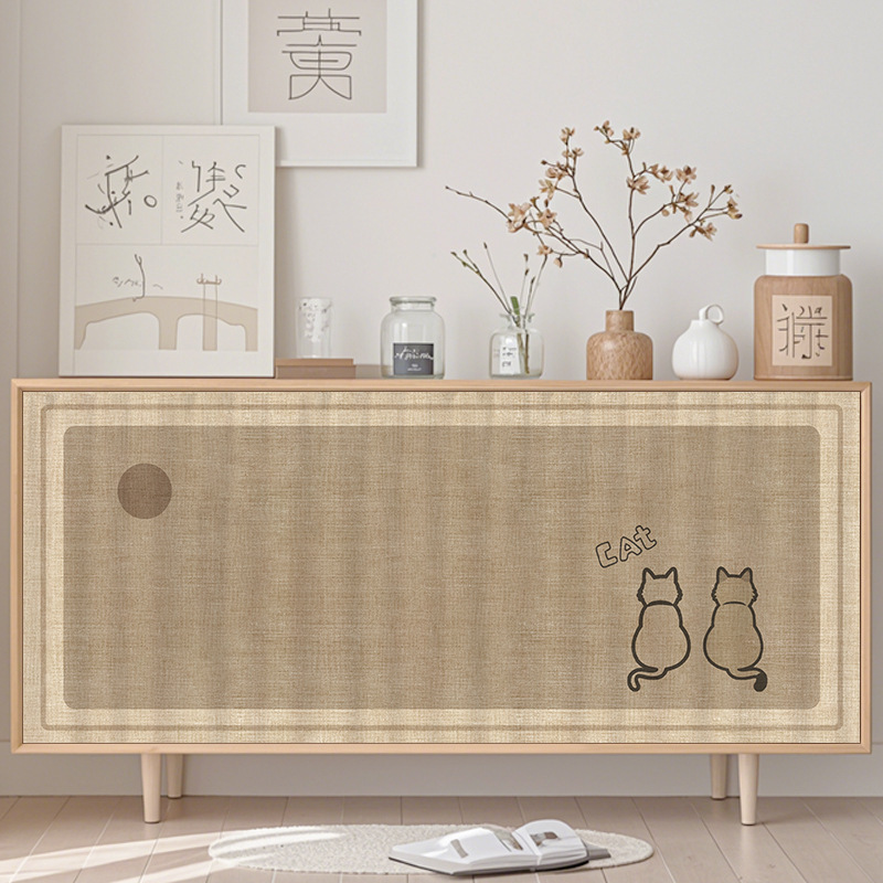 Wabi-Sabi Cat Cabinet Cover Curtain Kitchen Cabinet Concealing Curtain Storage Rack Dustproof Curtain Wardrobe No-Drill Fabric Curtain