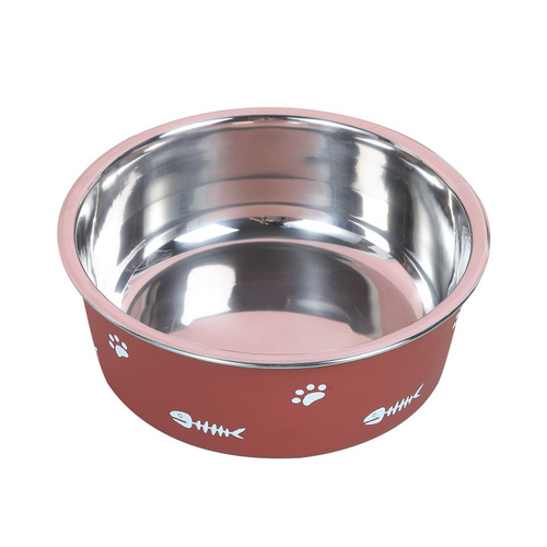 Anti-slip stainless steel bowl plastic double-layer pet bowl cross-border suction stainless steel dog bowl pet food bowl wholesale
