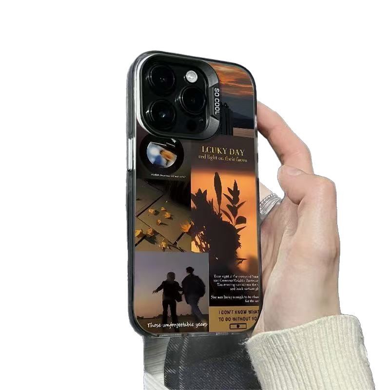 Funda para Teléfono con Diseño de Pareja al Atardecer, Compatible con Apple 17 Pro Max, Funda Personalizada y Energética para iPhone 16/15/14, Texto 13