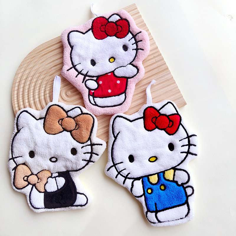 かわいい漫画のキッチンハンドタオルコーラルベルベットハンギングタオル厚く吸収性糸くずの出ない小さなギフト小さなタオルハンギング可能|undefined