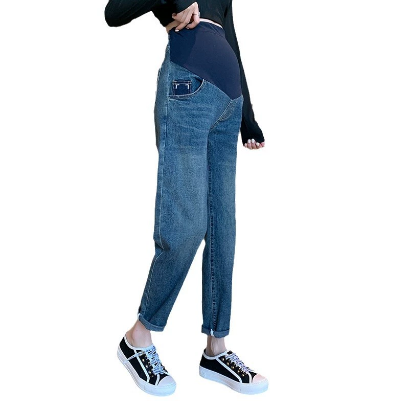 Autumn jeans for pregnant with belly support, trousers