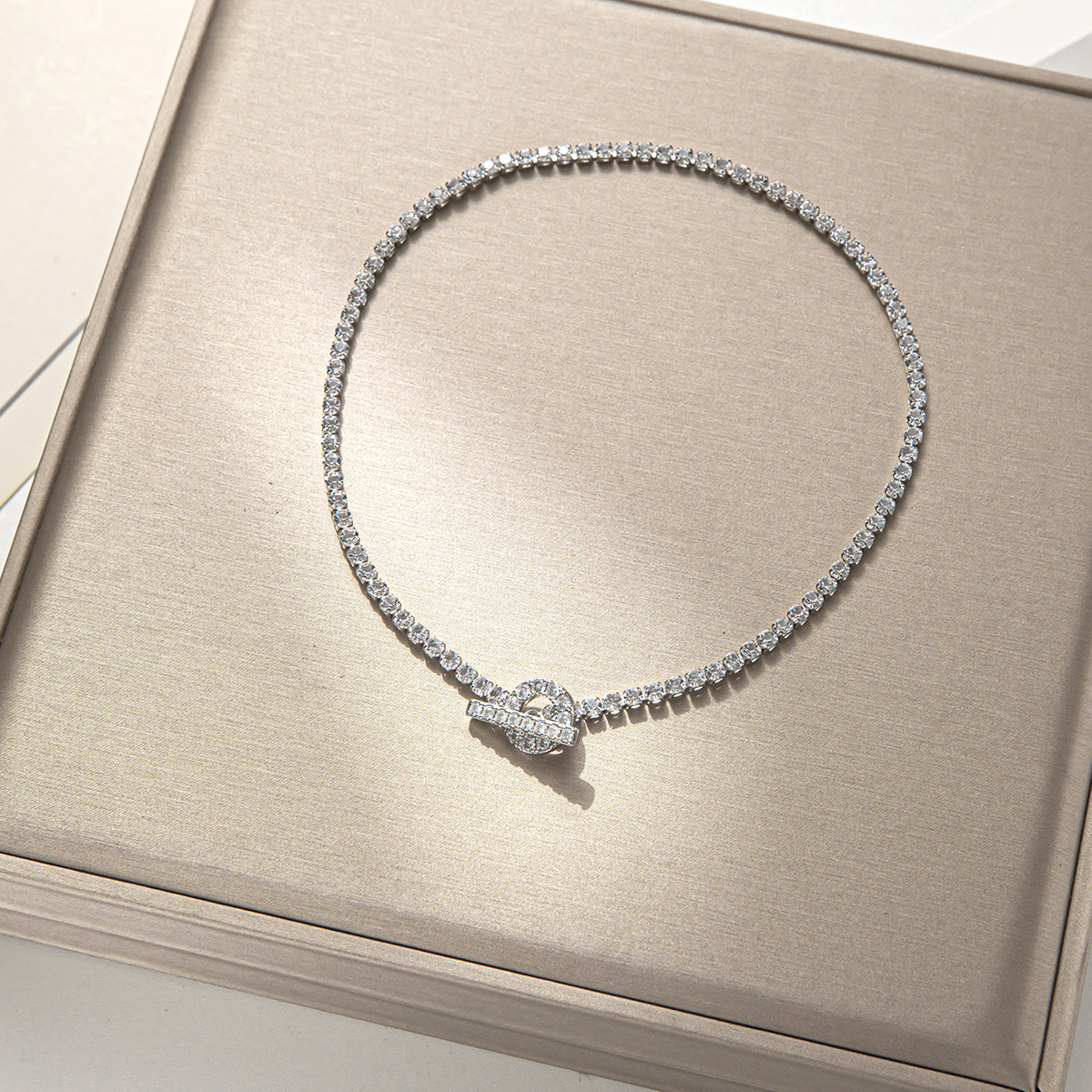 Fashion Geometric Copper Inlay Zircon Necklace 1 Piece