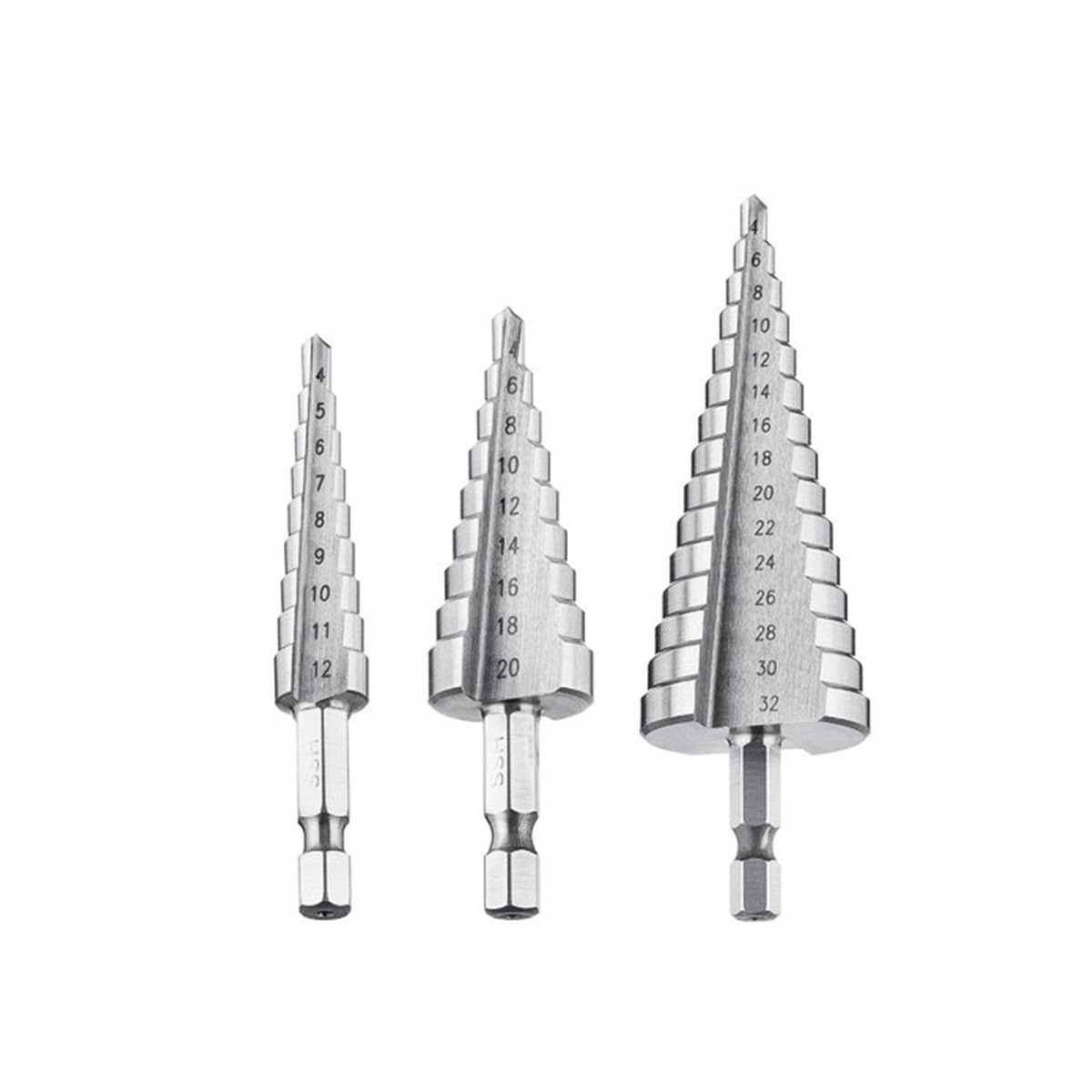 Plata color natural ranura recta mango hexagonal paso taladro broca de cuatro piezas traje pagoda traje de perforación