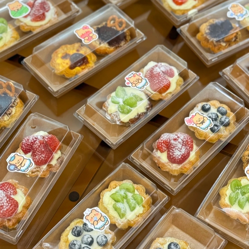 网红可颂蛋挞打包盒烘焙甜品热狗三明治太阳花法式千层蛋挞包装盒
