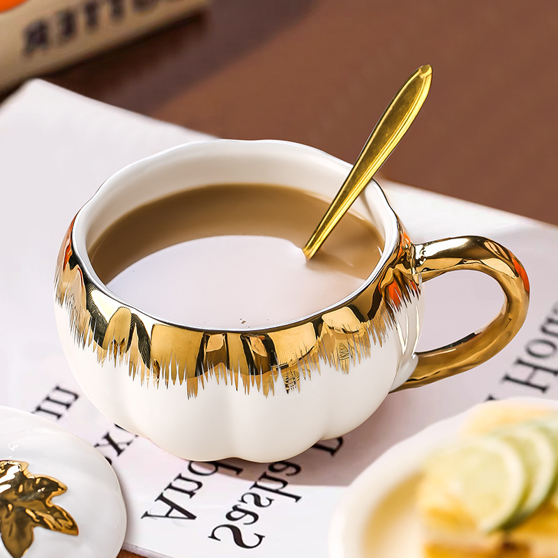 欧式搞怪陶瓷马克杯个性南瓜杯高颜值办公室牛奶咖啡杯下午茶杯碟|undefined