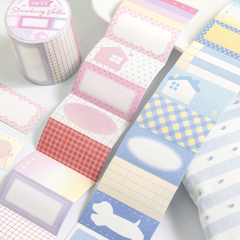 Note for Tearable Tape Sticky Notes Roll Light Sweet Little World Korean Style Base Marking Material Journal Decoration Stickers
