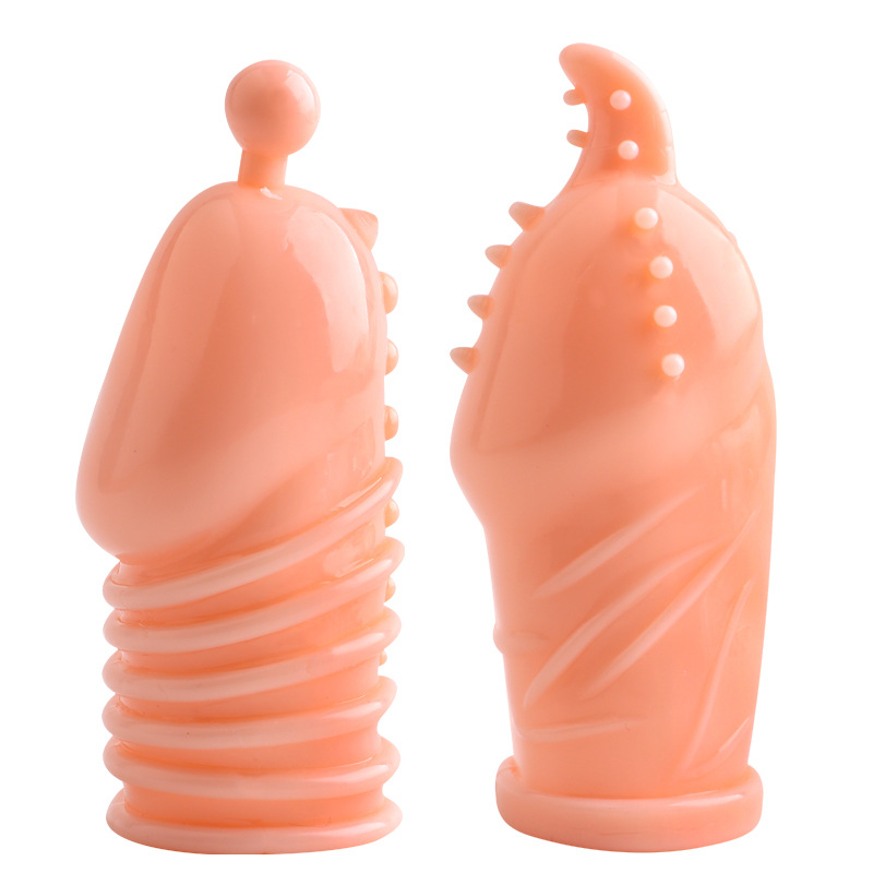 Textured Glans Condom Sleeve, Wolf-Tooth Stimulation, Transparent Soft Rubber, Manual Couples Toy — detail image 1