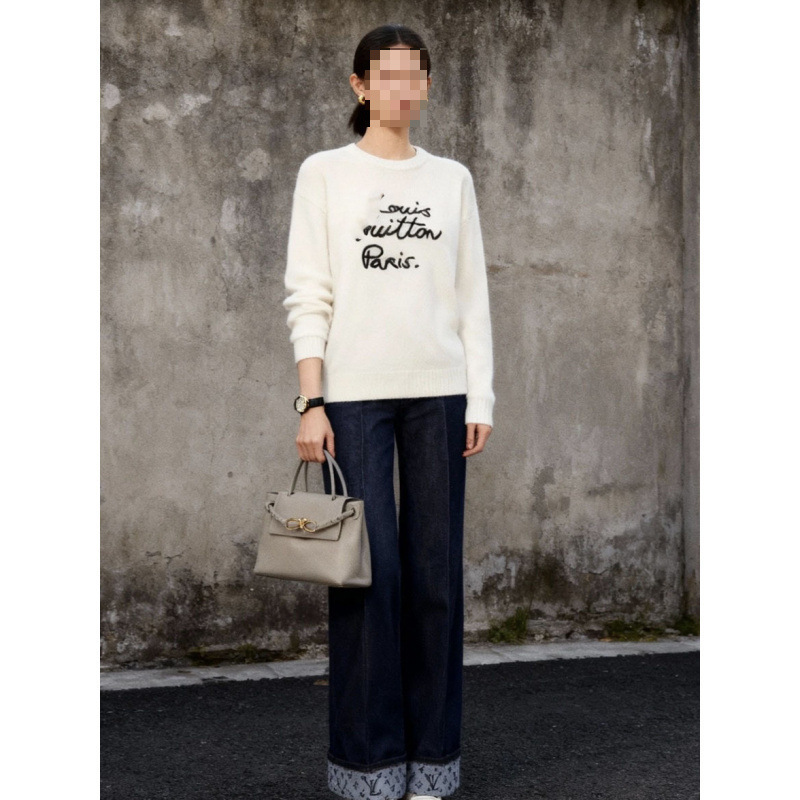 Cross-Border High-Quality Trendy Brand Lv Summer Casual Embroidered Pattern Simple Style Women's High-End Knitwear Long-Sleeve Cross-Border High-Quality Trendy Brand Lv Summer Casual Embroidered Pattern Simple Style Women's High-End Knitwear Long-Sleeve