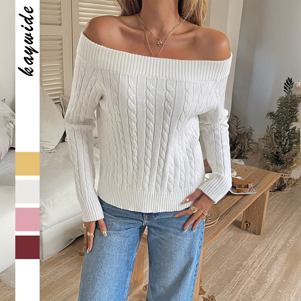 Elegant Boatneck Knit Top For Women – Soft Viscose Blend (S-XL, 4 Classic Colors)_voghion.com