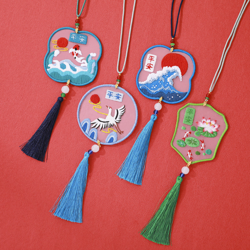 DIY bordado hecho a mano material paquete coche colgante seguro flor estilo antiguo creativo marcador bordado kit regalo auto-bordado