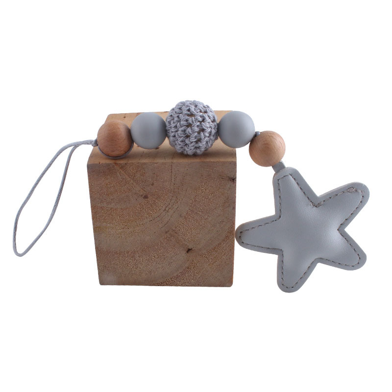 Creativo DIY nuevo colorido estrella de cinco puntas Arco Iris colgante de lana Bola de silicona perlas llavero colgante bolsa colgante