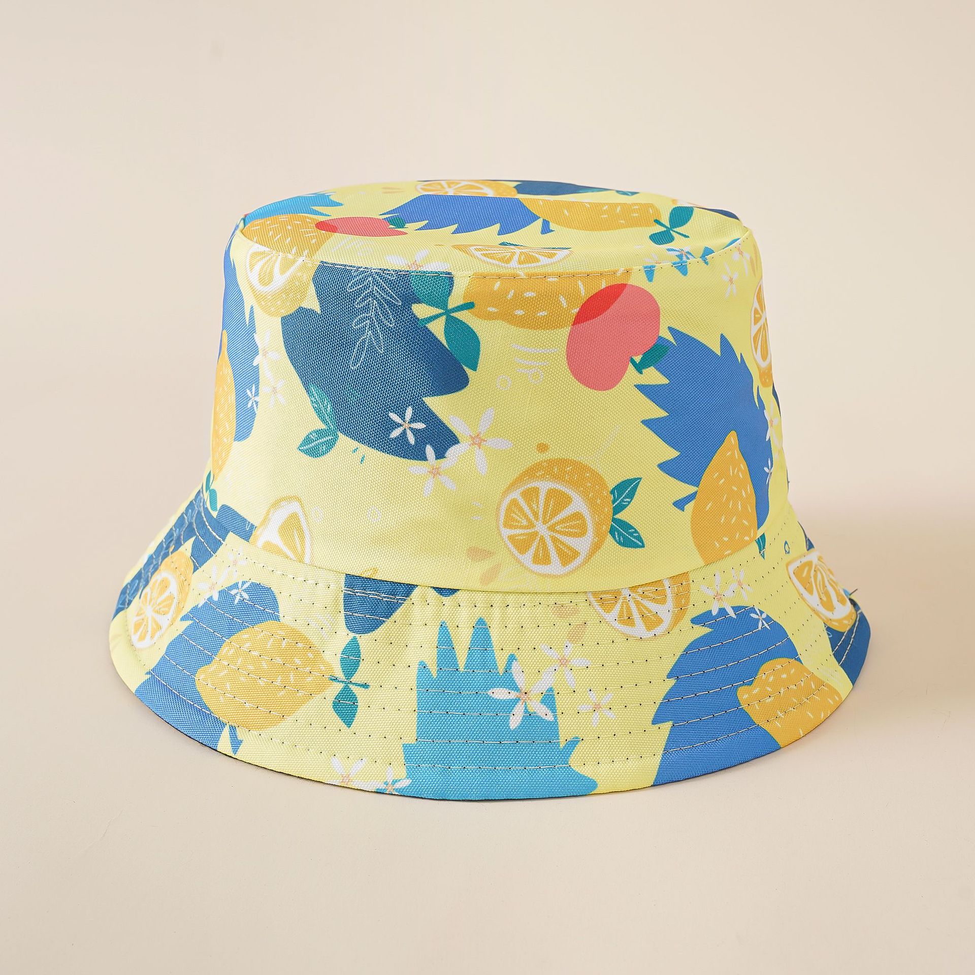 Pescador sombrero de moda de doble cara de desgaste creativo limón cuenca sombrero cara que cubre sombrero transpirable sombrero para el sol