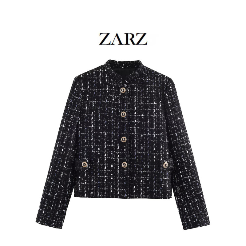 Zarz Self-Made European and American Style New Women's Clothing High-Neck Metallic Thread Texture Blazer 2293650