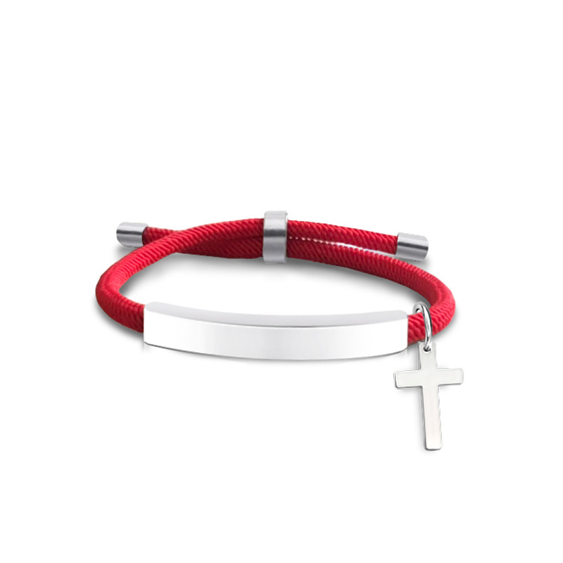 rope Chain Material Classic Style Geometric Cross Customization Laser Engraving 201 Stainless Steel Rope Cord String String Bracelets Wholesale