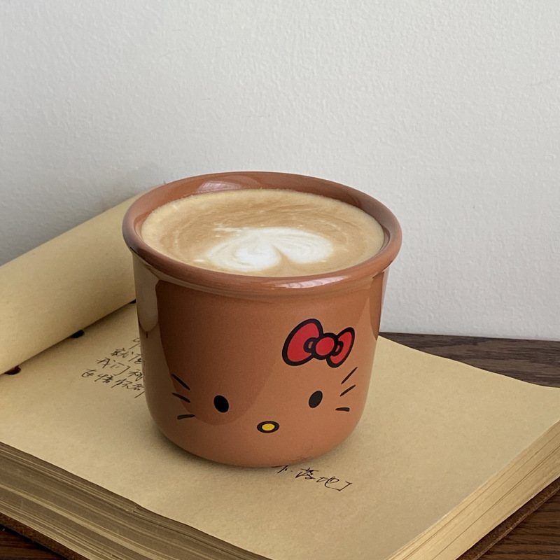 ins黑皮猫咪马克杯 可爱猫咪陶瓷水杯女生家用早餐杯咖啡杯创意|undefined