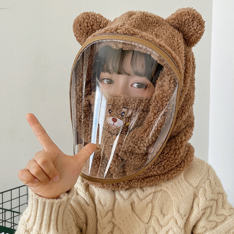 冬天防风帽子女骑车挡风加厚保暖男女童超可爱套头帽护耳防寒面罩|undefined