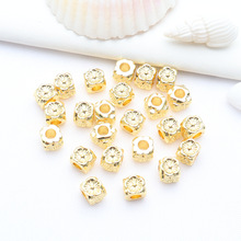 14k包金保色正方形四面花隔珠配饰手工diy项链手链饰品用配饰