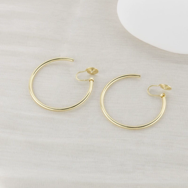 Golden mosquito coil, ear clips, 4cm