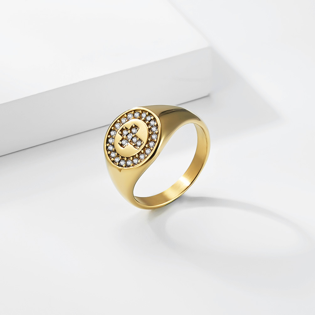 Unisex Titanium Steel Diamond Cross Ring Minimalist Trendy Jewelry_voghion.com