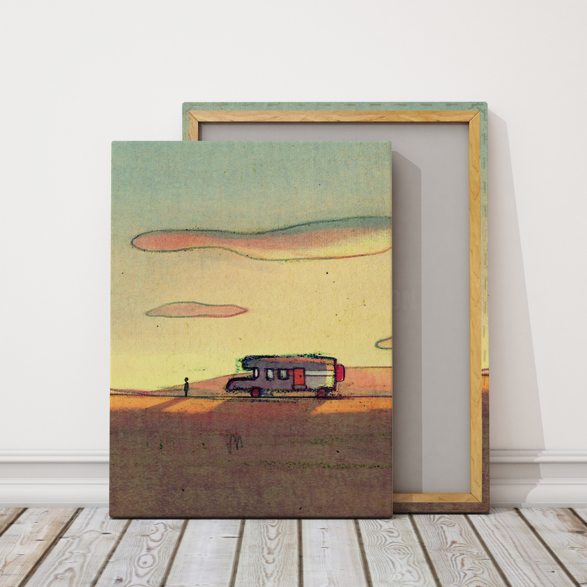 Cross-Border Amazon Illustration Living Room Decorative Painting Frameless Spray Painting Core Bedroom Sofa Background Wall Canvas Hanging Painting